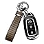 Leather car keychain - Carbon fiber internal keychain with anti-loss D-ring - car accessory keychain (black)