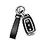 Leather car keychain - Carbon fiber internal keychain with anti-loss D-ring - car accessory keychain (black)