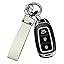 Leather car keychain - Carbon fiber internal keychain with anti-loss D-ring - car accessory keychain (black)