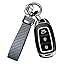 Leather car keychain - Carbon fiber internal keychain with anti-loss D-ring - car accessory keychain (black)