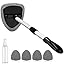 Windshield cleaning tools, car interior detail cleaning kit, with retractable handle and 4 reusable microfiber pads, car glass wiper brush kit for automobiles, blue,15.9"-21"