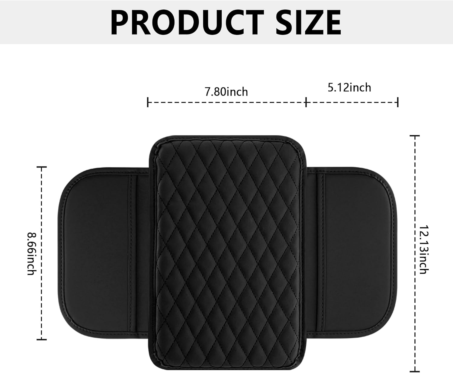 Upgrade the car center console cover, ultra-fine fiber leather car armrest pad with 2 storage bags, car armrest storage box, most vehicle interior accessories (black)