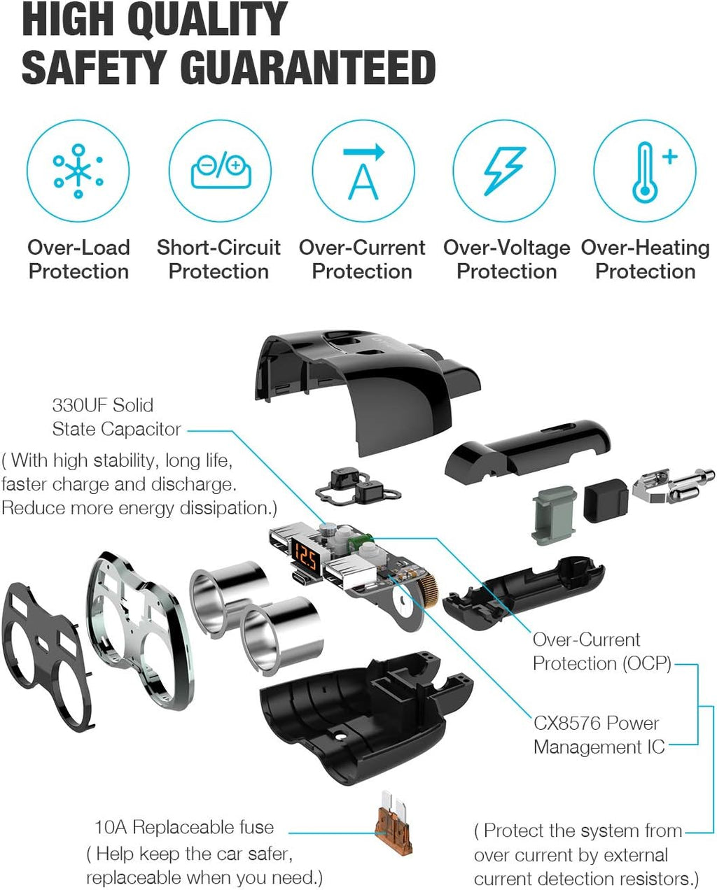 Extendable car charger,SUPERONE 99W car charger with cable for fast charging,USB C car charger adapter for iPhone 17 16 15 14 13 12, Samsung, black
