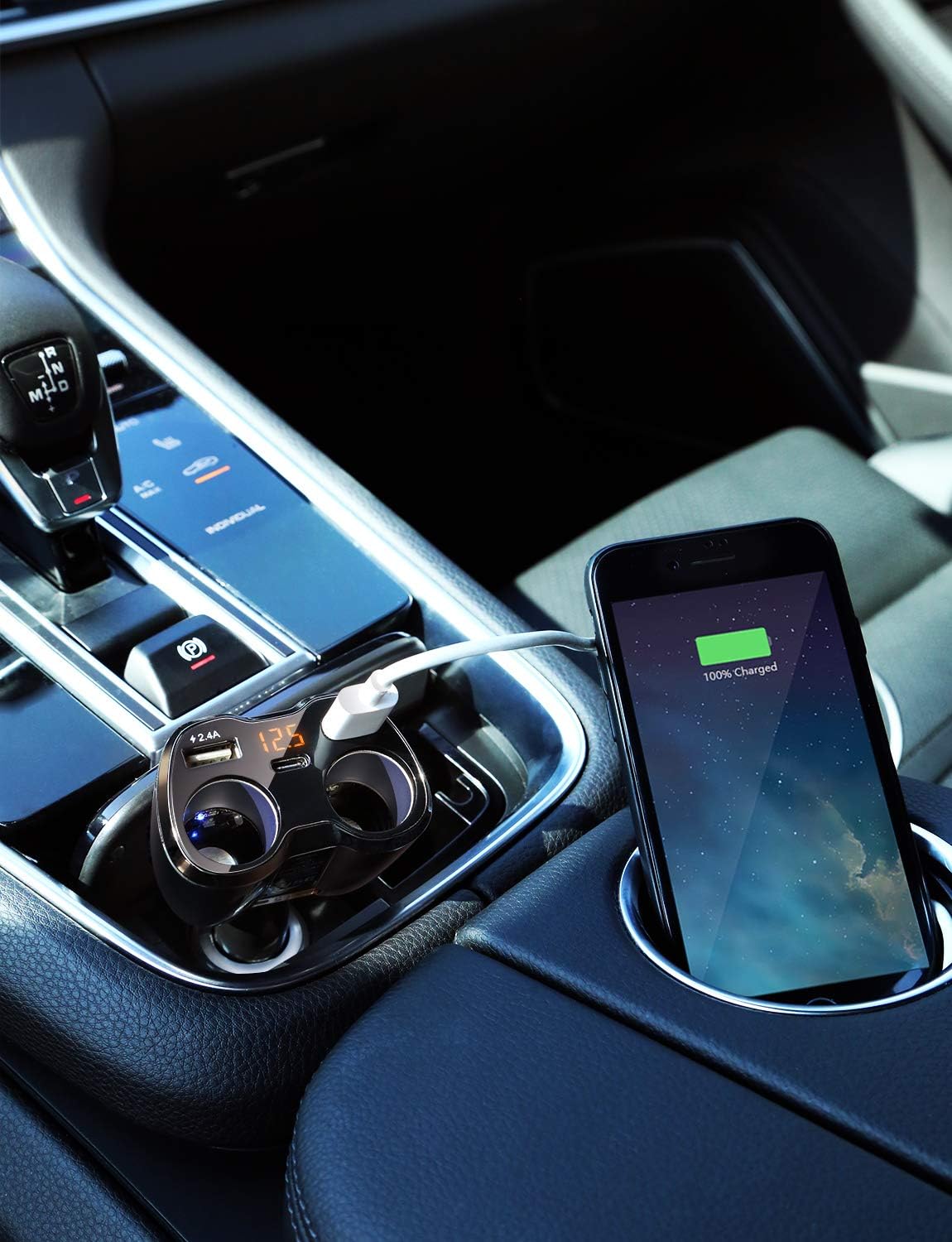 Extendable car charger,SUPERONE 99W car charger with cable for fast charging,USB C car charger adapter for iPhone 17 16 15 14 13 12, Samsung, black