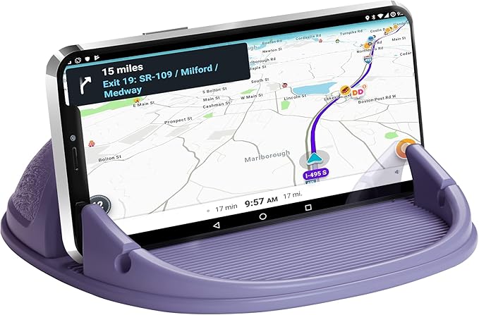 Car phone stand, silicone car pad for car phone stand, suitable for various instrument panels, anti-slip desktop phone stand, compatible with iPhone, Samsung, Android smartphones, GPS devices, etc., black