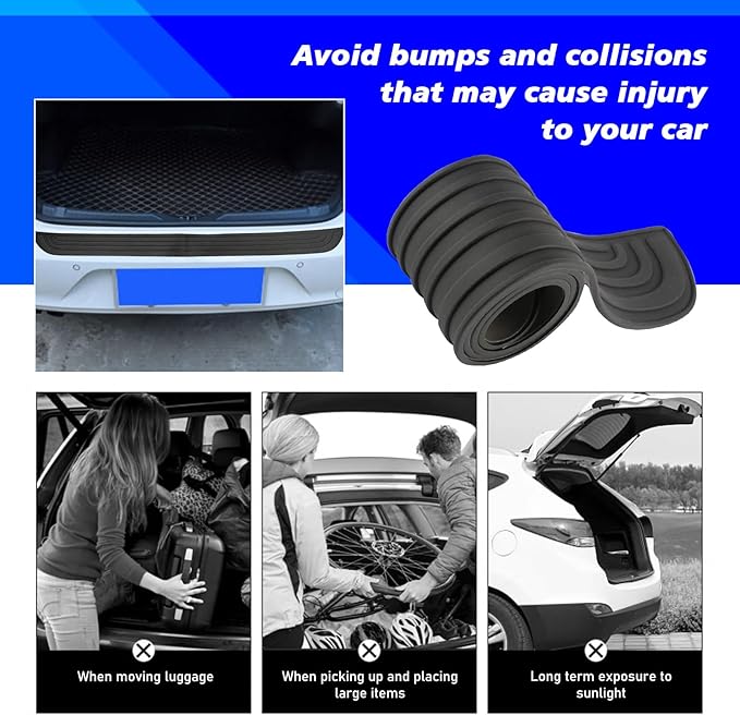 Automobile rear bumper protector,35" x 3.1" rear bumper protector, automobile rear bumper edge protection, trunk anti-collision sticker, rubber anti-scratch automobile external accessories (black)