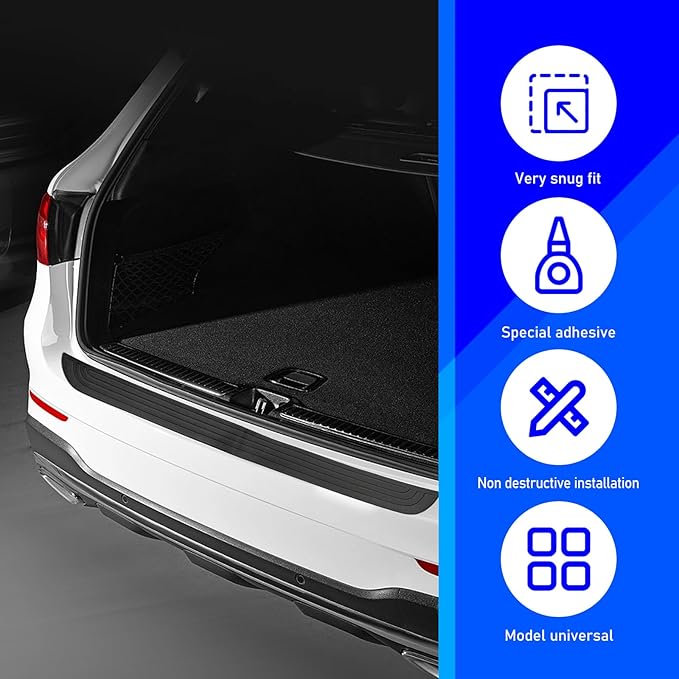 Automobile rear bumper protector,35" x 3.1" rear bumper protector, automobile rear bumper edge protection, trunk anti-collision sticker, rubber anti-scratch automobile external accessories (black)