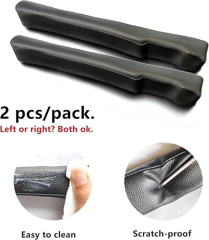 Leather seat gap filler, non-drop seat guard, suitable for filling the gap between the seat and the console in SUVs and trucks. Black gap plug drop plug, 2-piece set LB