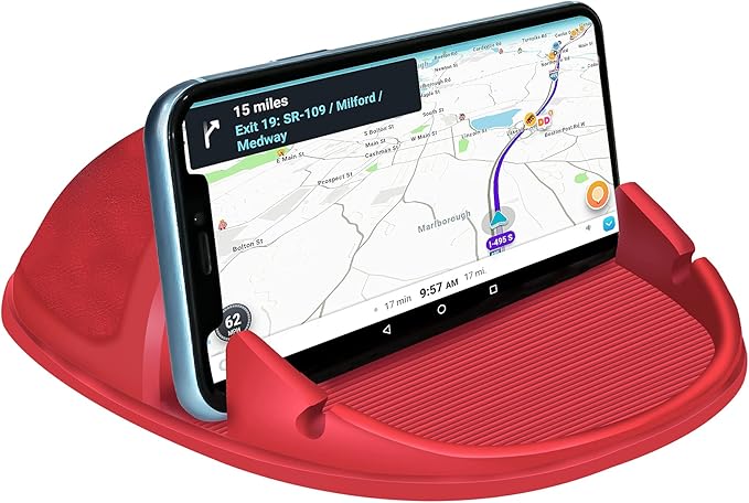 Car phone stand, silicone car pad for car phone stand, suitable for various instrument panels, anti-slip desktop phone stand, compatible with iPhone, Samsung, Android smartphones, GPS devices, etc., black