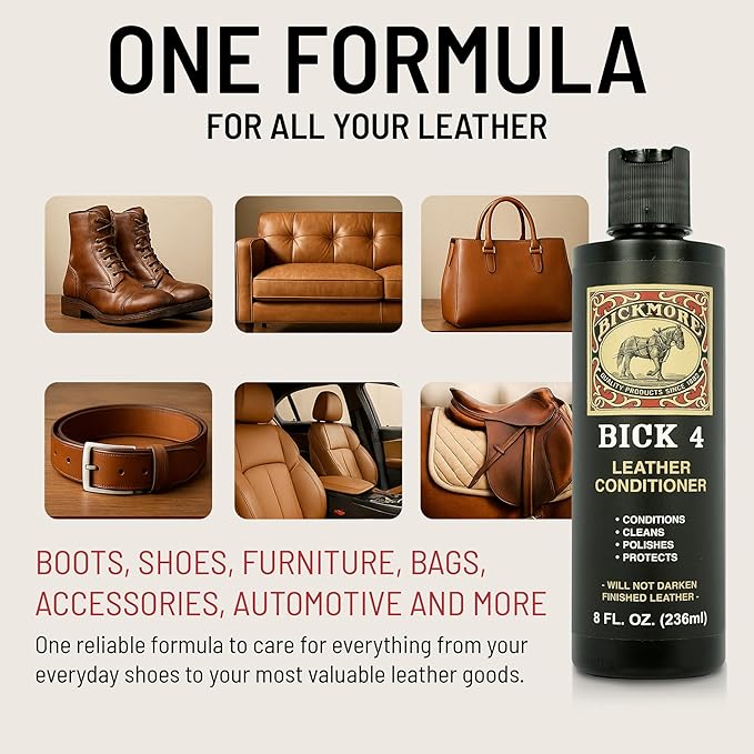 Leather care liquid and leather cleaner - no darkening - suitable for leather clothing, furniture, jackets, shoes, car interiors, bags and other leather accessories, 50-6000-16, 16 ounces, 1