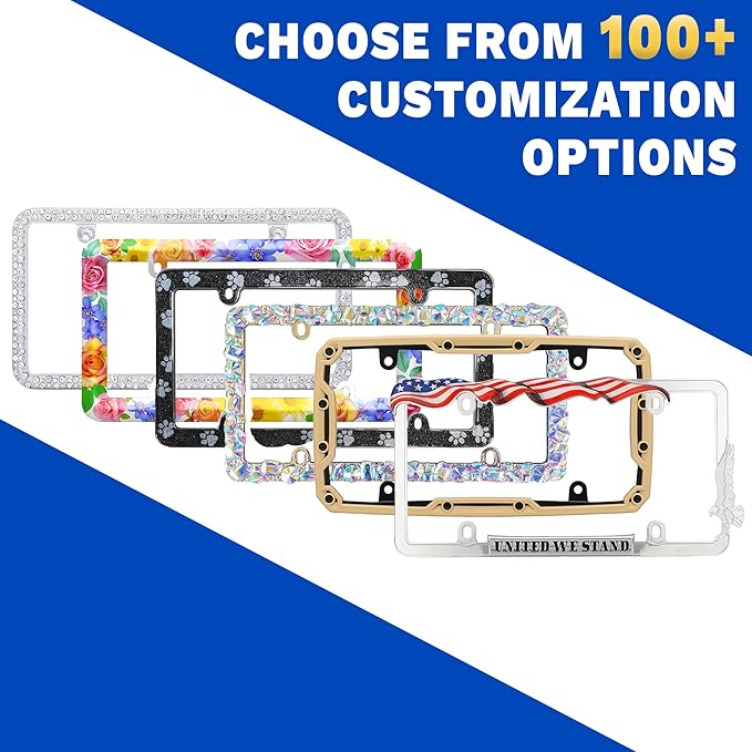 Golf club license plate frame, chrome plated/painted, standard