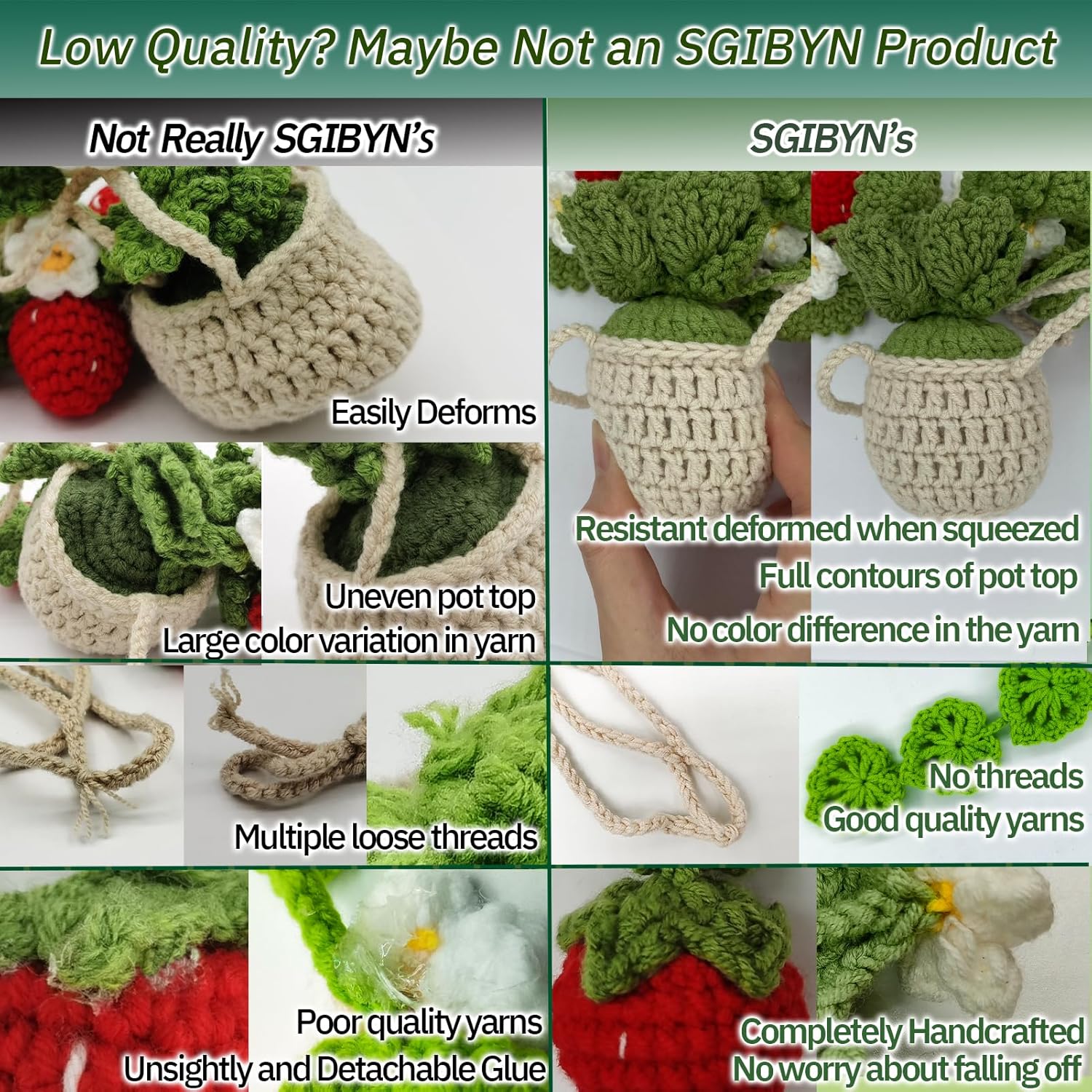 Crochet hanging plants are suitable for cars, car interior decoration, strawberry aesthetic car parts for ladies' interiors, car decoration hangers for rearview mirrors, Bohemian car decoration